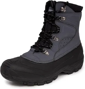 LONDON FOG Breckenridge Waterproof Mens Winter Boots - Leather Insulated Mens Snow Boots - Grey, Black or Brown - Men Medium or Extra Wide Widths Size 7 to 15