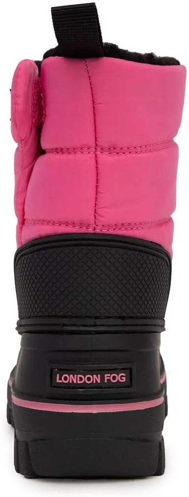 LONDON FOG Jett Waterproof Unisex Kids Snow Boot, Insulated Fleece Lined, Size 5 Toddler to 6 Big Kid, Black, Navy Blue, Grey