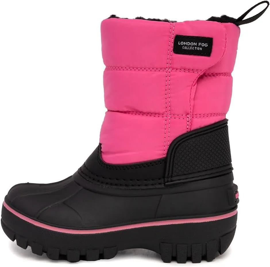 LONDON FOG Jett Waterproof Unisex Kids Snow Boot, Insulated Fleece Lined, Size 5 Toddler to 6 Big Kid, Black, Navy Blue, Grey