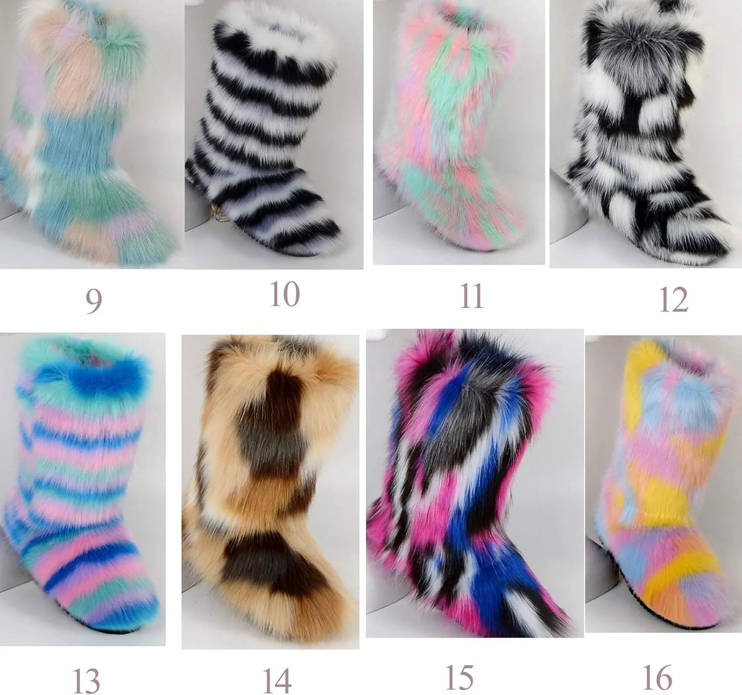 LVCOMEFF Women Faux Fur Snow Boot with Fur Lining Plus Size Winter Warm Outdoor Furry Fluffy 2020 Fashion