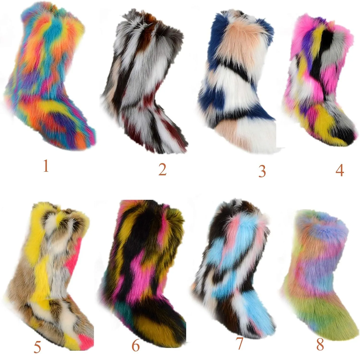 LVCOMEFF Women Faux Fur Snow Boot with Fur Lining Plus Size Winter Warm Outdoor Furry Fluffy 2020 Fashion