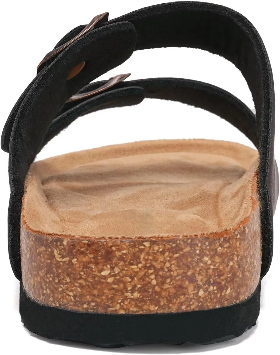 Mabove Mens Slides with Cork Footbed - Open Toe, Adjustable Webbing Flat Sandals for Walking, Beach & Indoor