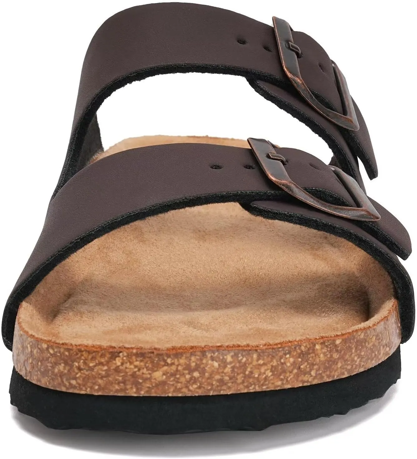Mabove Mens Slides with Cork Footbed - Open Toe, Adjustable Webbing Flat Sandals for Walking, Beach & Indoor