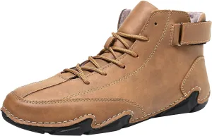 Men's Casual Leather Fashion Sneakers Ankle Chukka Boots Slip On Lightweight Loafers Walking Driving Shoes