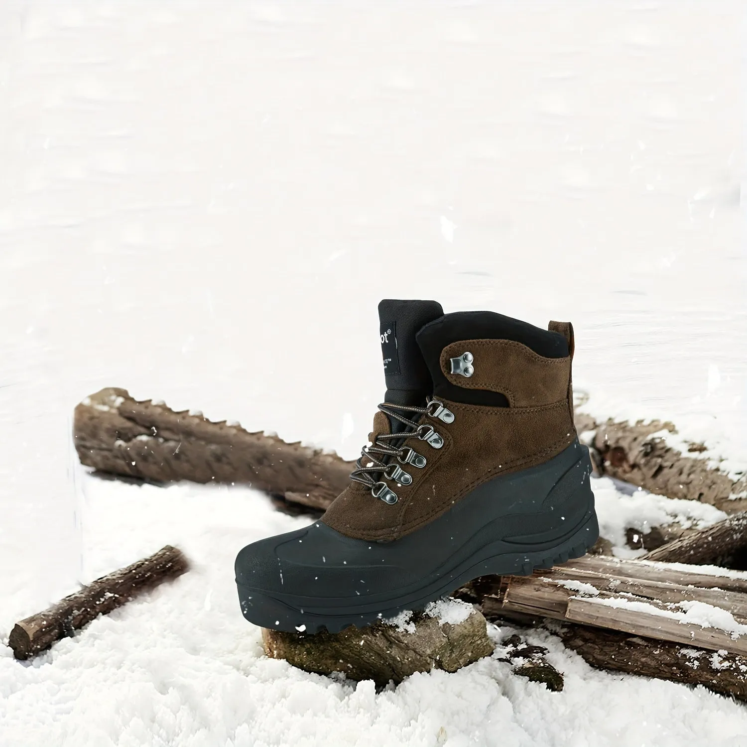 Men's Cozy Winter Snow Boots with Fluffy Warm Lining, Non-Slip Rubber Sole, Durable Fabric & Lace-Up Short Boot Design