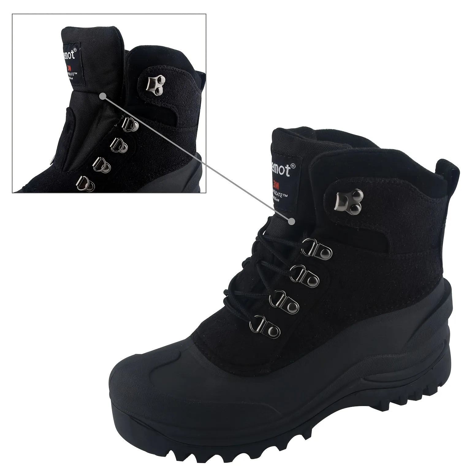 Men's Cozy Winter Snow Boots with Fluffy Warm Lining, Non-Slip Rubber Sole, Durable Fabric & Lace-Up Short Boot Design