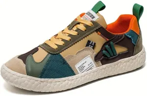Men's Fashionable Casual Sneakers - Solid Color, Thick Sole, Non-Slip & Durable, Lace-Up, Versatile for All Seasons