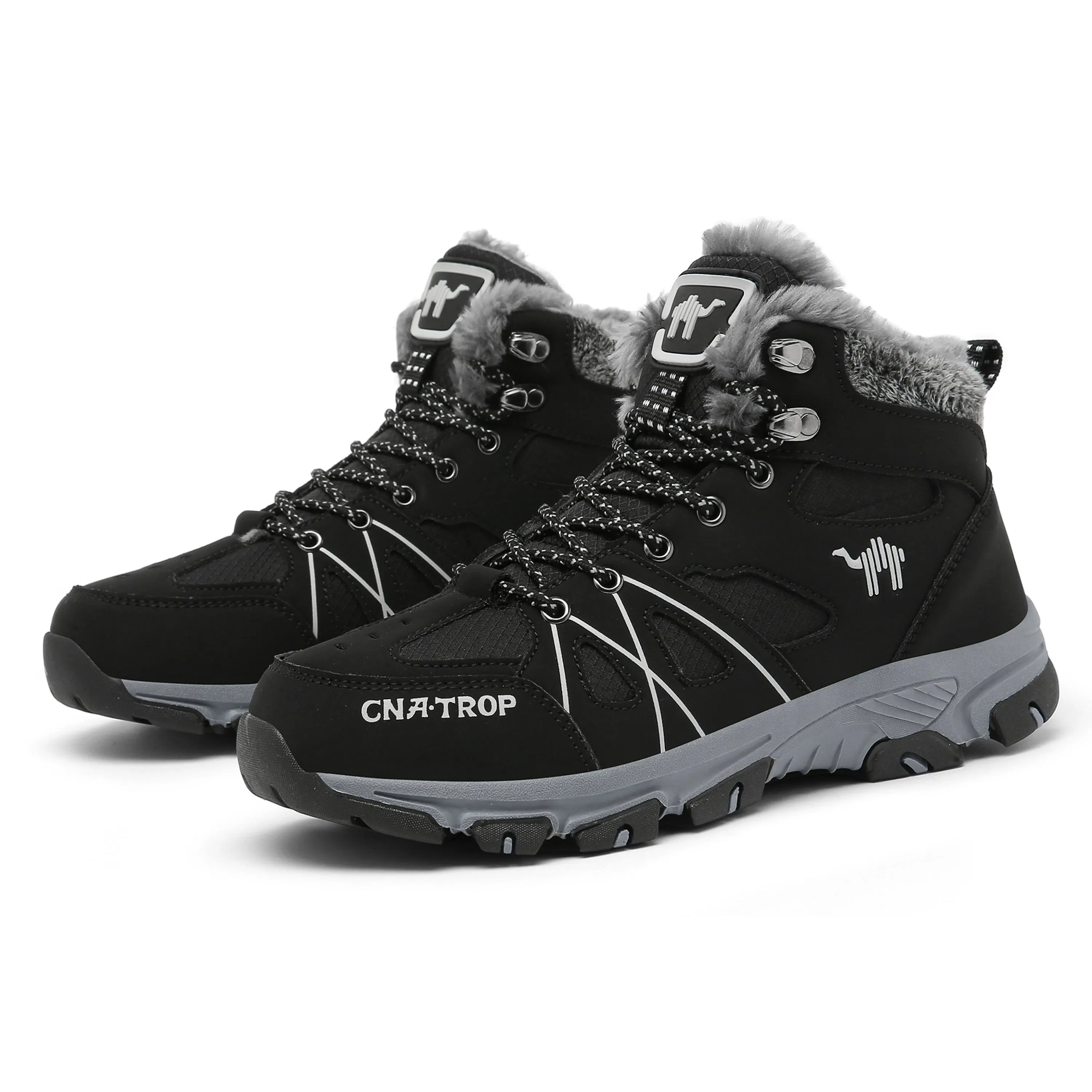 Mens Insulated Snow Boots - Superior Grip Anti-Skid Sole, Wind-Resistant and Waterproof, High-Cut Ankle Support, Plush Fuzzy Lining - Ideal for Outdoor Adventures, Running, Hiking, Autumn and Winter Season Essentials