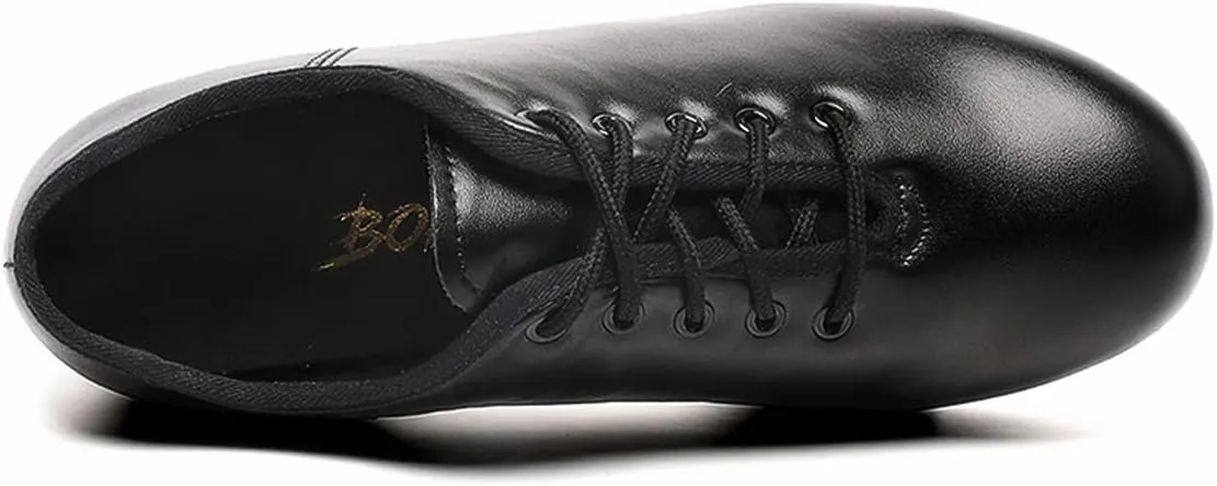 Mens Lace Up Black Tap Shoes Leather Dance Shoe for Men