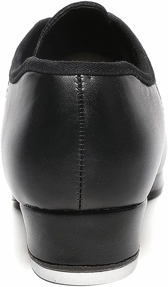 Mens Lace Up Black Tap Shoes Leather Dance Shoe for Men