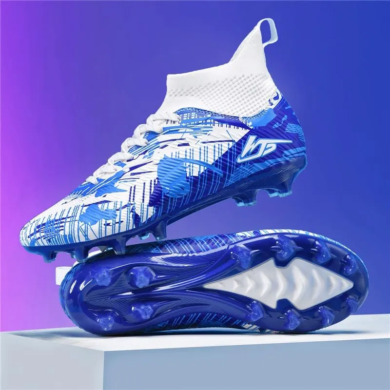Men's Soccer Shoes Football Cleats High-Tops Lace-Up Non-Slip Spikes Indoor Outdoor Sports Athletic Baseball Lacrosse Sneaker