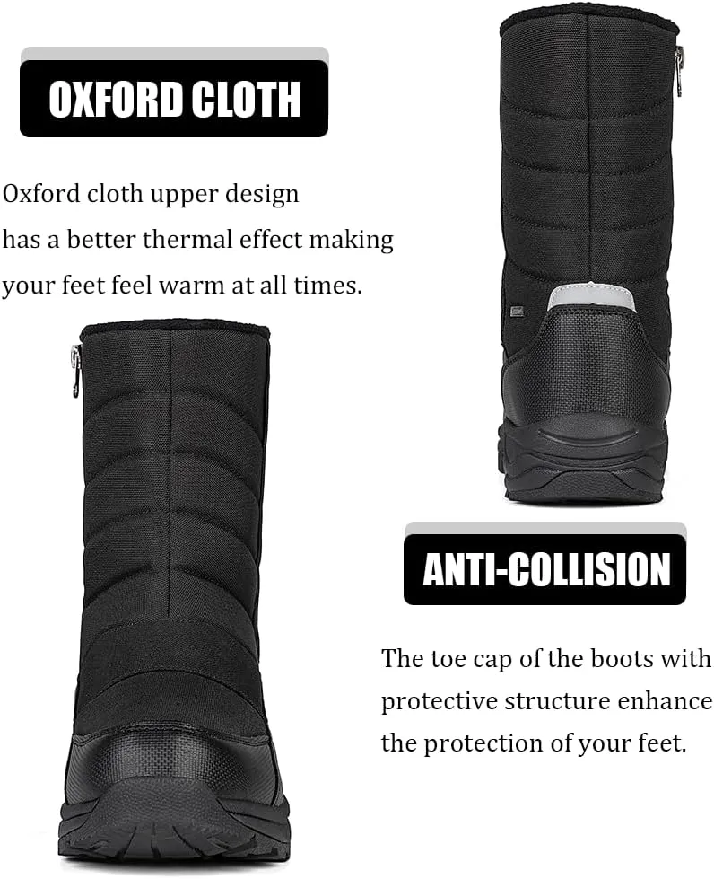 Men's Waterproof Warm Snow Boots Outdoor Winter Insulated Zipper Boot