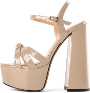 Mettesally Women's Chunky Platform Heels Heeled Sandals Open Toe Ankle Strap Sandals Summer Dress Shoes