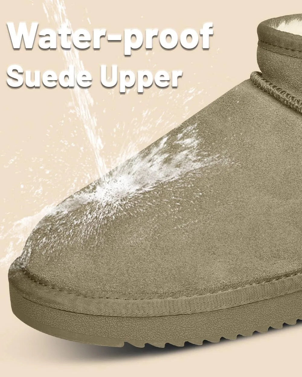 Mini Snow Boots for Women Anti-Slip Womens Boots Fur Fleece Lined Ankle Boot Winter Suede Snow Boots Indoor & Outdoor