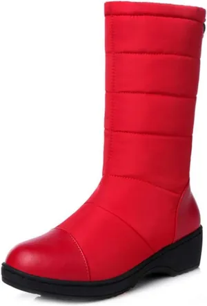 MIOKE Women's Winter Mid Calf Snow Boots Waterproof Rain Fur Lined Elastic Platform Cold Weather Snow Boot