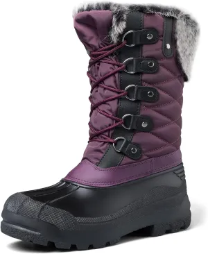 mysoft Women's Snow Boots Warm Insulated Faux Fur Lined Waterproof Mid-Calf Winter Boots