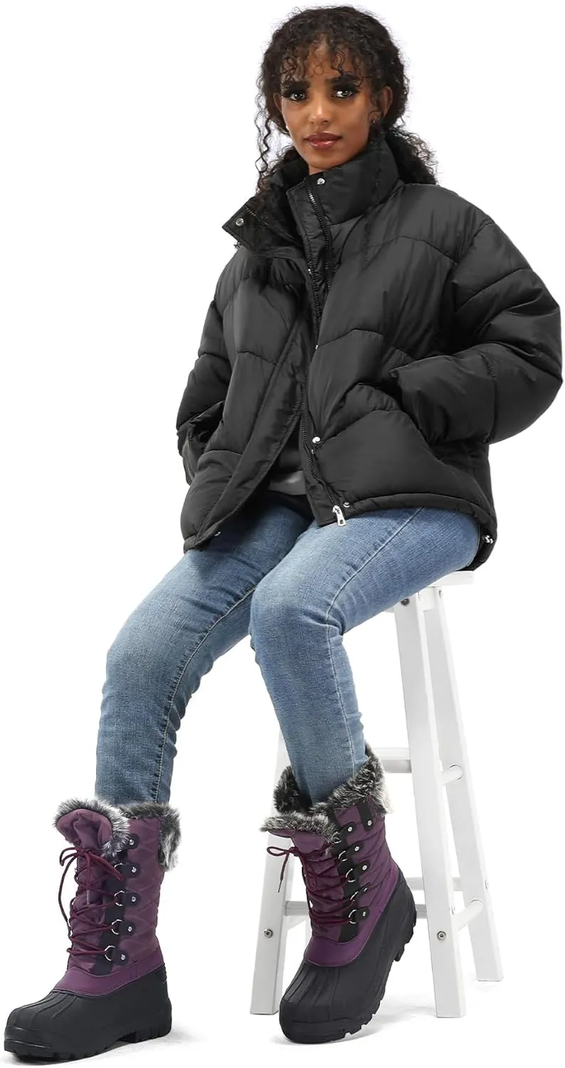 mysoft Women's Snow Boots Warm Insulated Faux Fur Lined Waterproof Mid-Calf Winter Boots