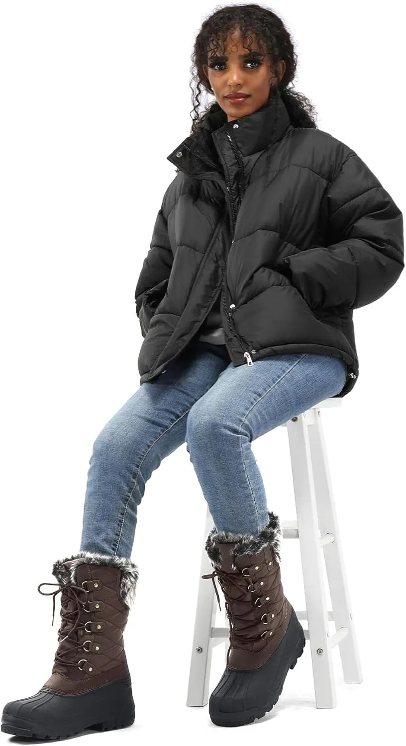 mysoft Women's Snow Boots Warm Insulated Faux Fur Lined Waterproof Mid-Calf Winter Boots