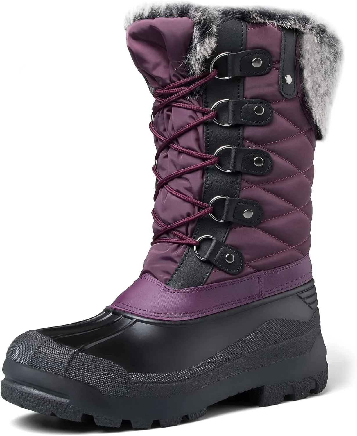 mysoft Women's Snow Boots Warm Insulated Faux Fur Lined Waterproof Mid-Calf Winter Boots