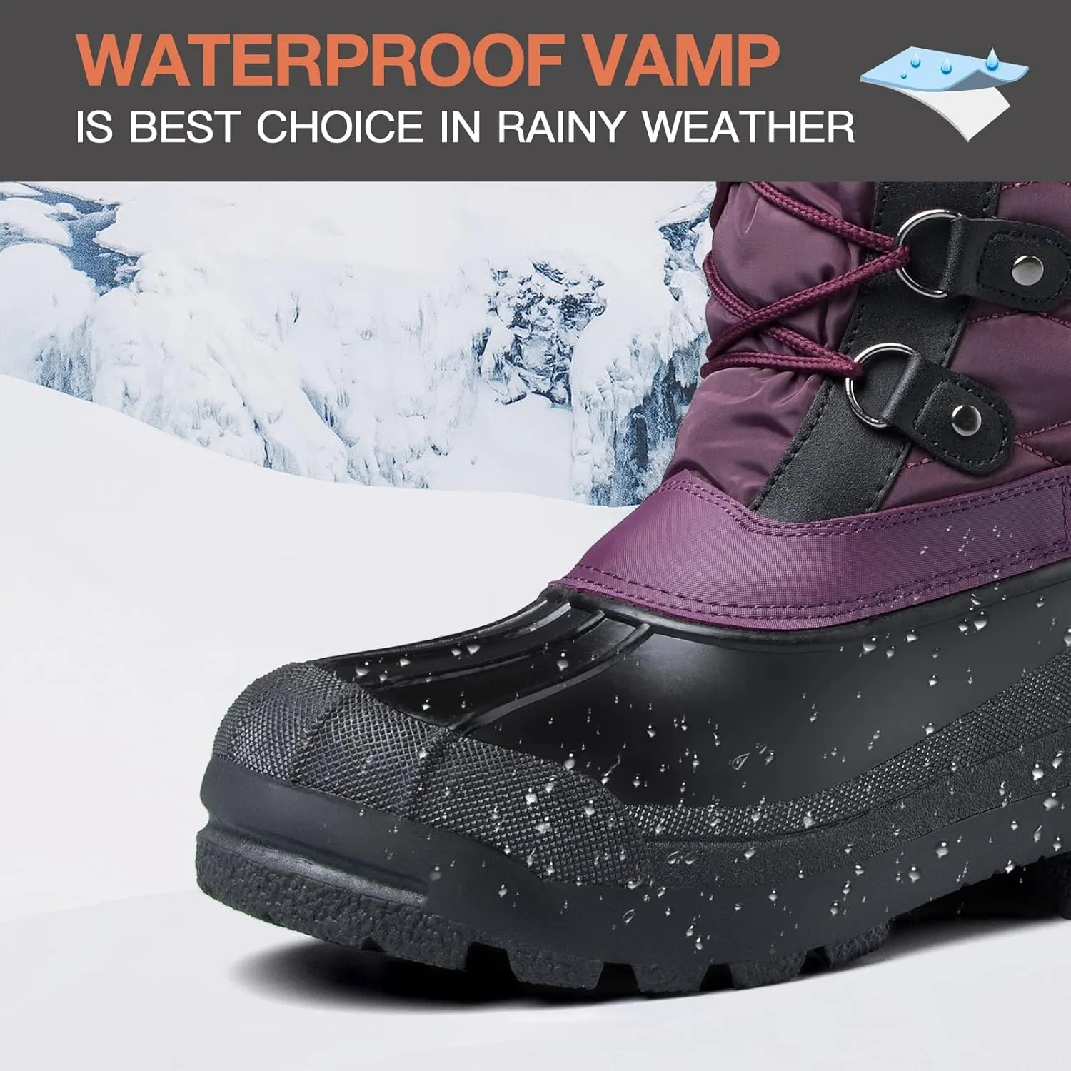 mysoft Women's Snow Boots Warm Insulated Faux Fur Lined Waterproof Mid-Calf Winter Boots