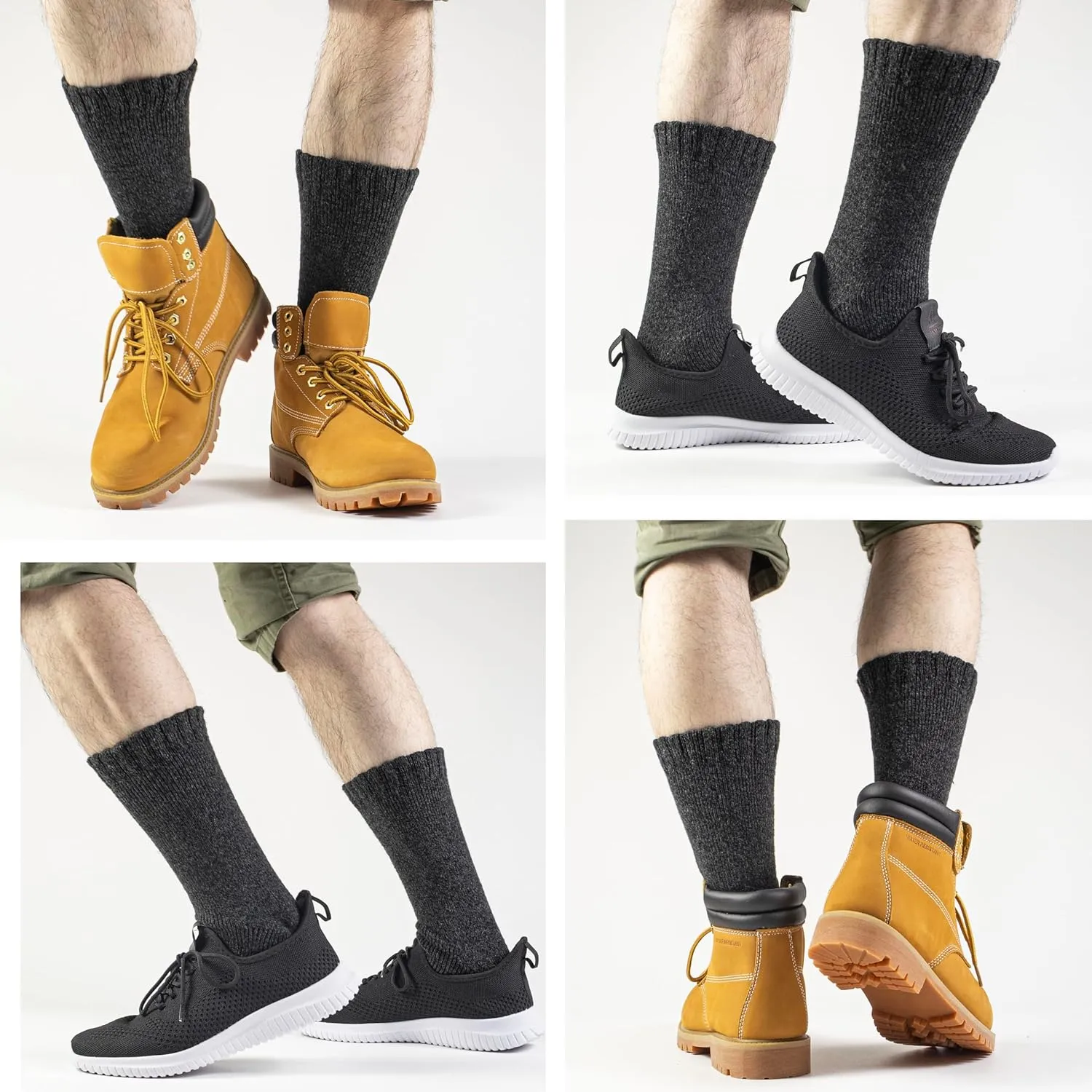 NevEND 6 Pairs Men Wool Merino Winter Thermal Boot Insulated Socks For Heavy Duty Outdoor Activities Size 10-13