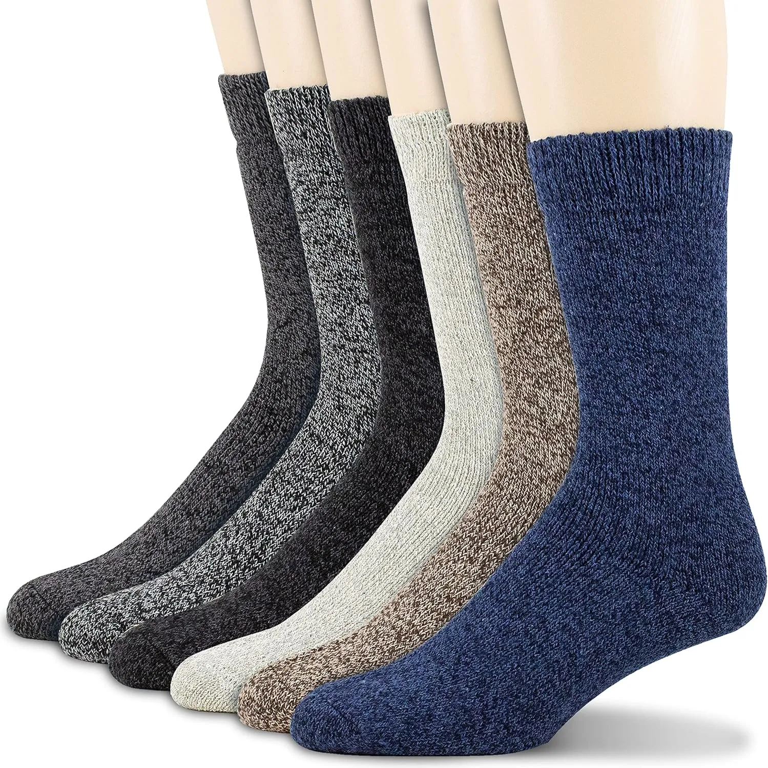 NevEND 6 Pairs Men Wool Merino Winter Thermal Boot Insulated Socks For Heavy Duty Outdoor Activities Size 10-13