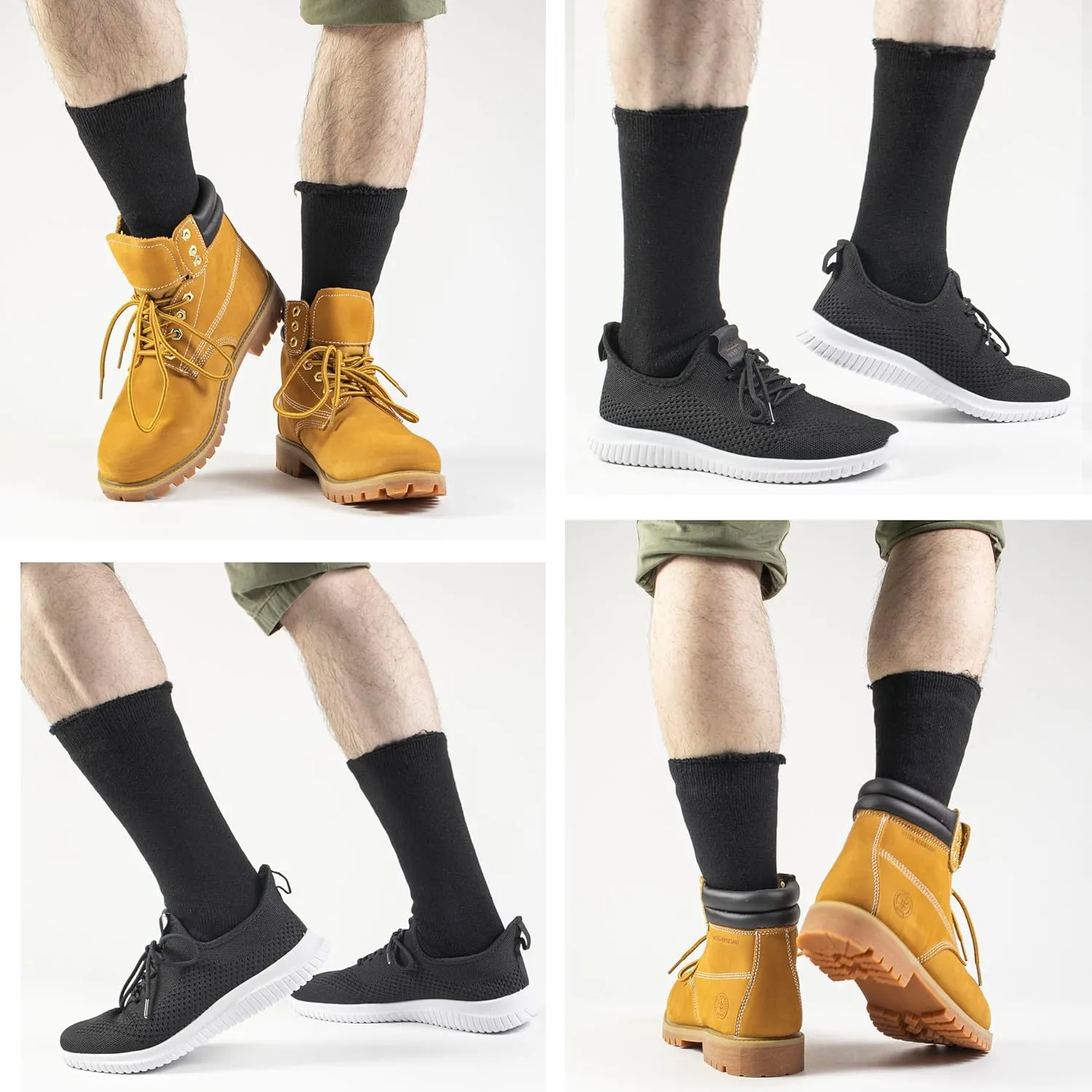 NevEND Men's Winter Thermal Boot Thick-Insulated Heated Wool Crew Socks 3 Pairs For Cold Weather Outdoor Activities