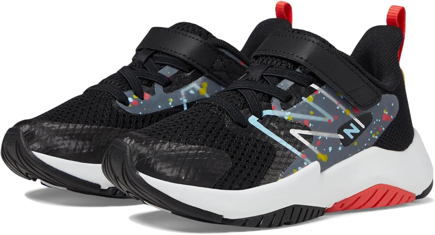 New Balance YTRAVHB2 Running Shoe, Black/Blast Red/Team Sky Blue, 12.5 Wide US Unisex Little_Kid