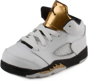 Nike Baby Boys Air Jordan 5 Retro BG Olympic Gold White/Black-Gold Leather Size 6C