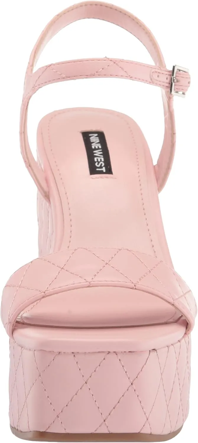 Nine West Women's Nila Squared Open Toe Platform Wedge Sandal