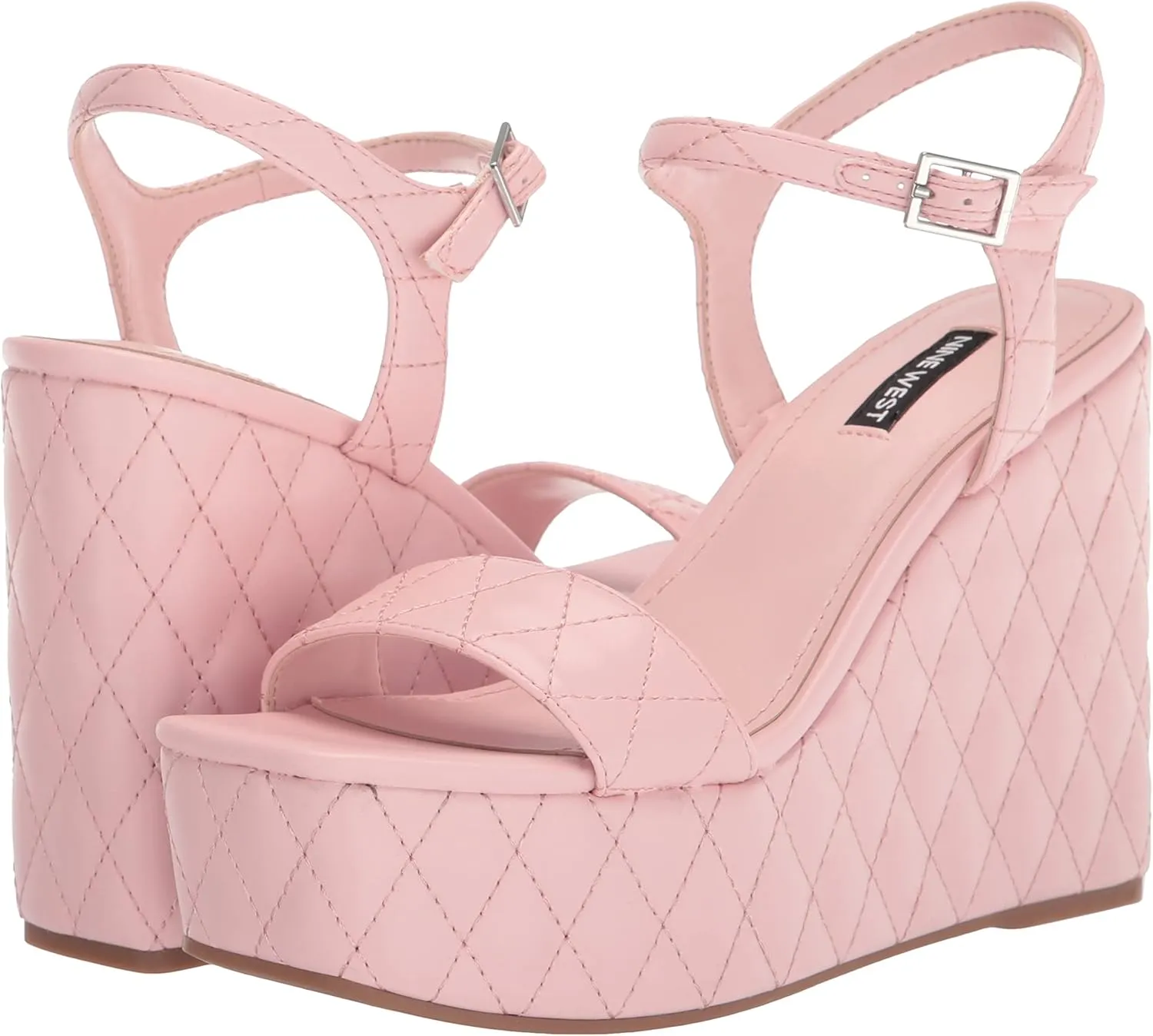 Nine West Women's Nila Squared Open Toe Platform Wedge Sandal