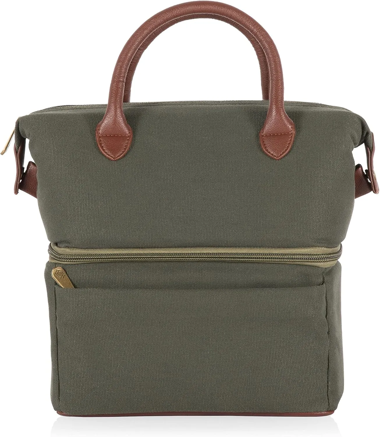 ONIVA - a Picnic Time brand, Urban Lunch Bag, Cooler Lunch Tote, Insulated Lunch Bag, (Green with Brown Accents)