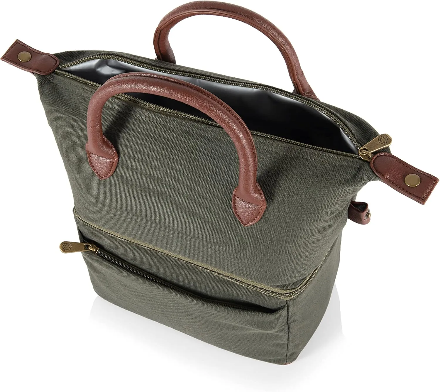 ONIVA - a Picnic Time brand, Urban Lunch Bag, Cooler Lunch Tote, Insulated Lunch Bag, (Green with Brown Accents)
