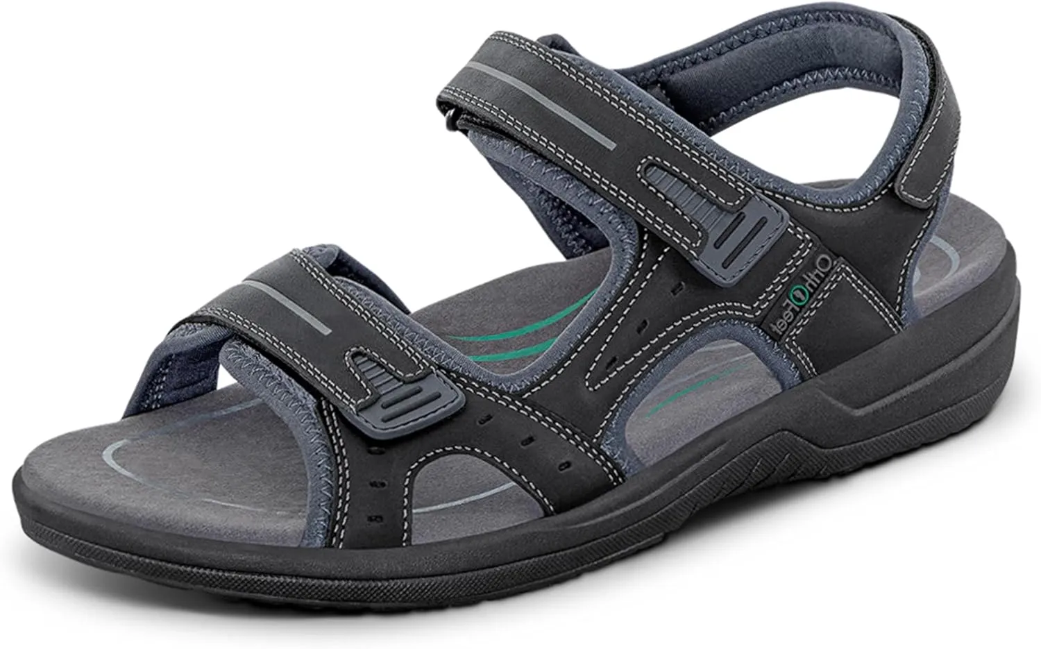 Orthofeet Men's Orthopedic Leather Gemini Adjustable Sandals