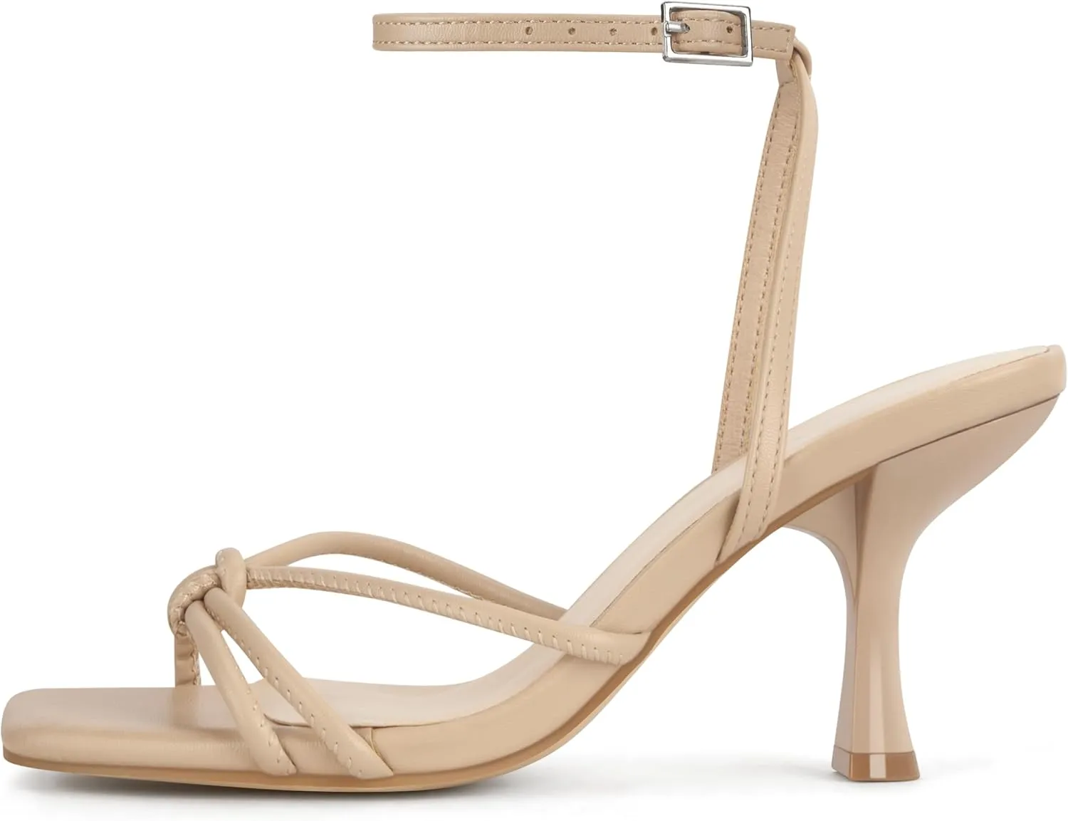 PARTY Women's Square Open Toe Strappy Heeled Sandals 3 inch Stiletto Kitten Heel with Ankle Buckle Strap, Comfortable Slingback Summer Dress Shoes