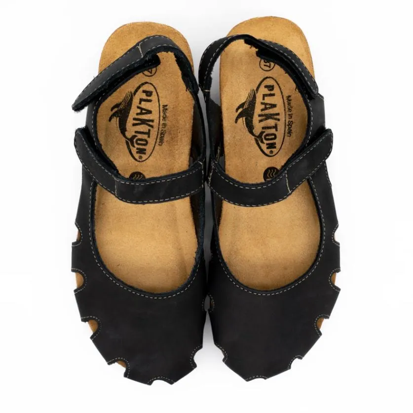 Plakton Nobuck 2 Negro Amy Women's Sandals 826140-BLACK