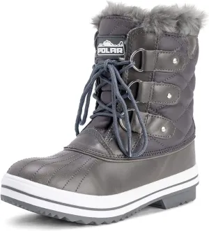 Polar Products Womens Snow Boot Quilted Short Winter Snow Rain Warm Waterproof Boots