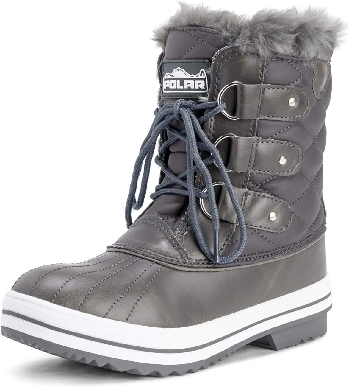 Polar Products Womens Snow Boot Quilted Short Winter Snow Rain Warm Waterproof Boots