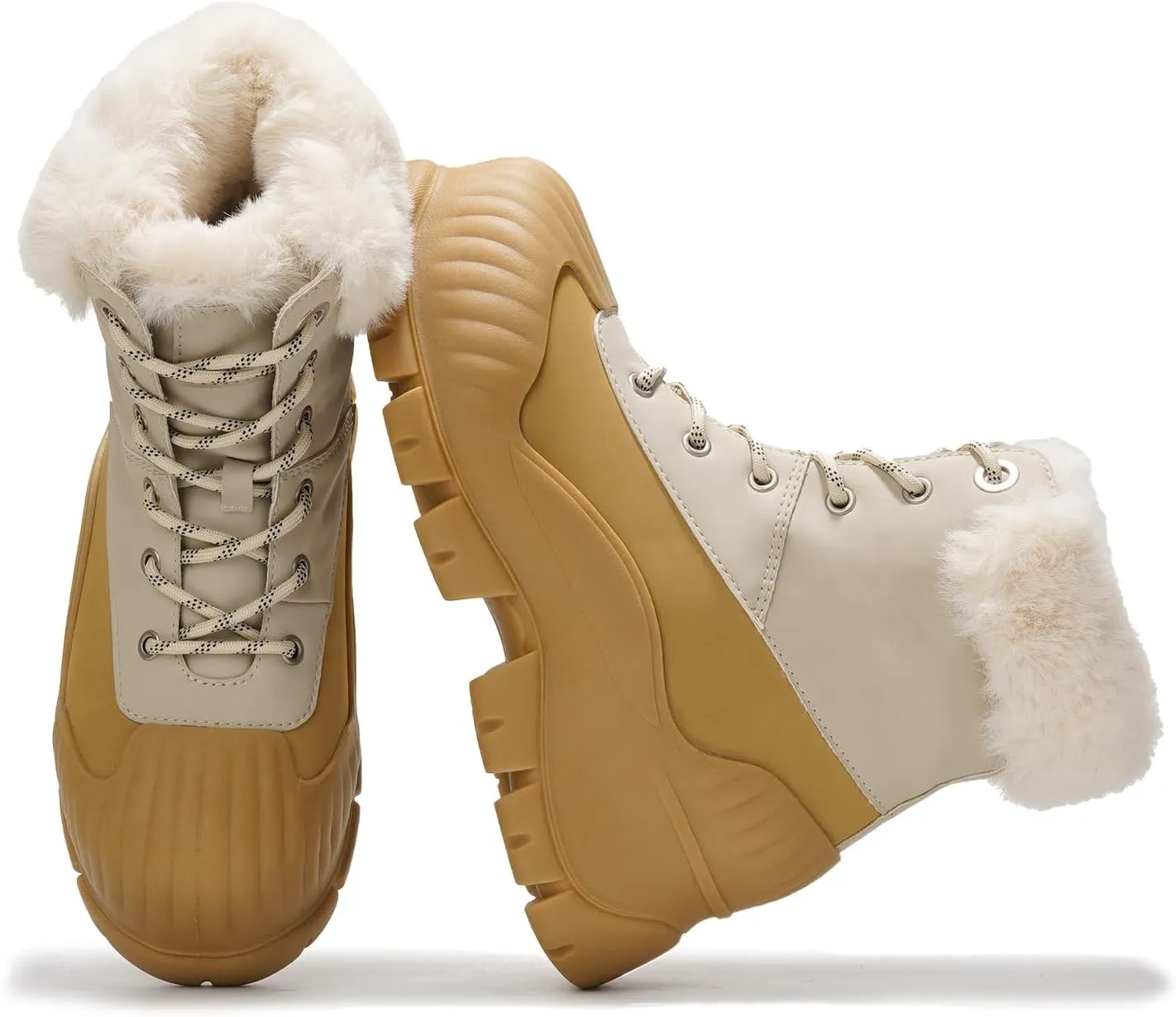 Project Cloud Snow Boots for Women Waterproof Genuine Leather 2.5" Platform Wedge Womens Boots - Memory Foam Fur Boots Winters Boots for Women Non-Slip Rain Boots Women's Snow Boots (Lydia)