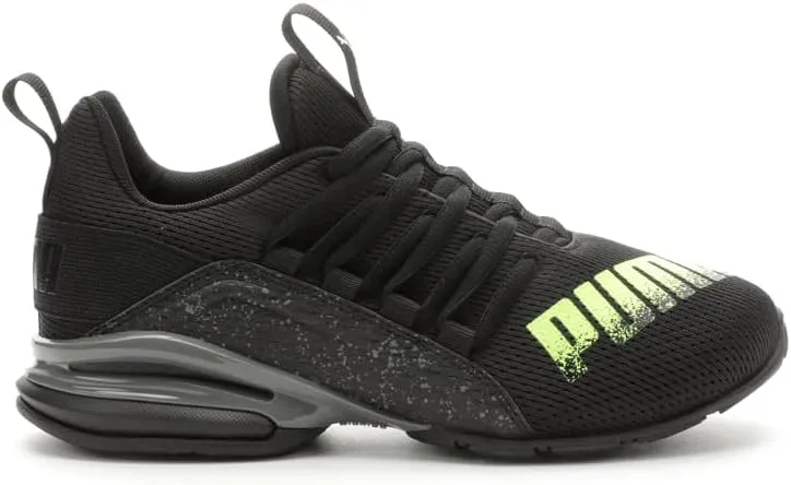 PUMA Axelion Trail 2 Jr Mesh Training Shoes, Black-Yellow, 6 US Big Kid