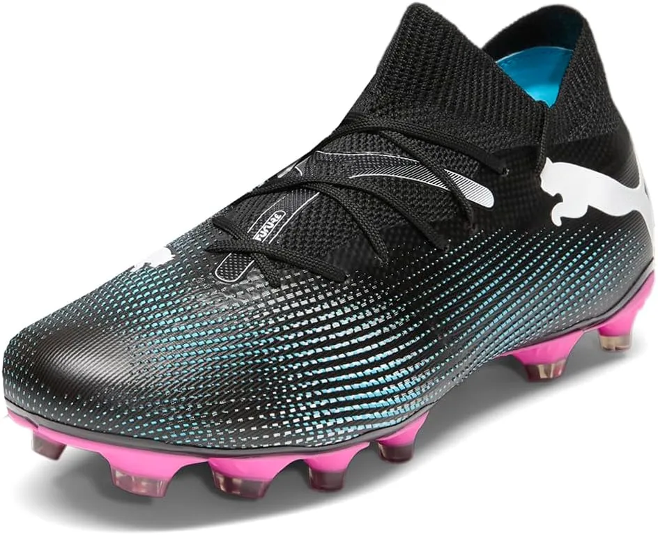 PUMA Womens Future 7 Match Firm GroundArtificial Ground Lace Up Soccer Cleats - Black, Pink