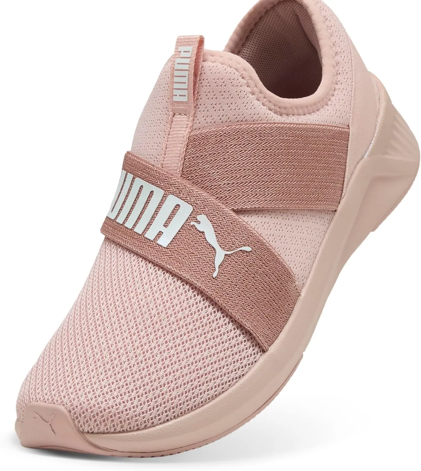 PUMA Women's Softride Harli Slip On Training Shoes, Black-White-Gold, 7.5
