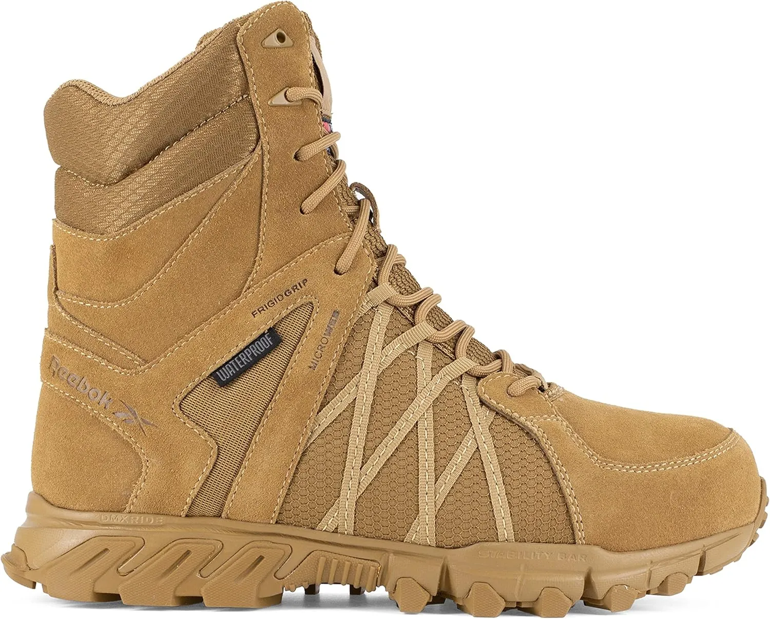 Reebok Men's Rb3461 Trailgrip Safety Toe 8" Waterproof Insulated Tactical Boot with Side Zipper Coyote Military