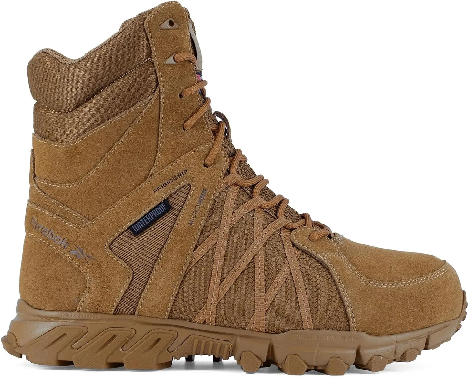 Reebok Men's Rb3461 Trailgrip Safety Toe 8" Waterproof Insulated Tactical Boot with Side Zipper Coyote Military