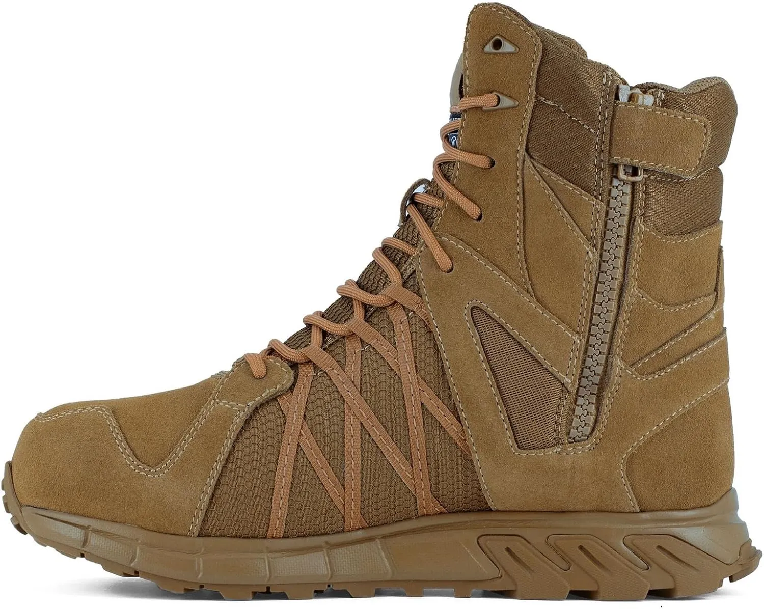 Reebok Men's Rb3461 Trailgrip Safety Toe 8" Waterproof Insulated Tactical Boot with Side Zipper Coyote Military