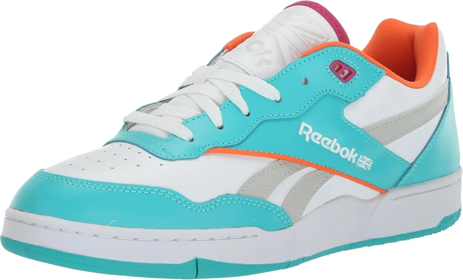 Reebok Unisex BB 4000 II Sneaker, White/Classic Teal/Fiery Orange, 15 US Men