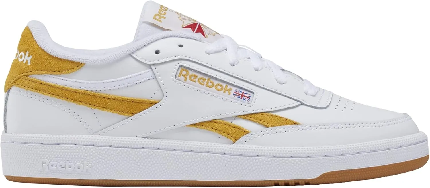 Reebok Women's Club C Revenge Sneaker, White/Retro Gold/Gum, 10.5
