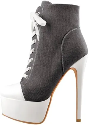 Richealnana Women's Cavans Platform Lace Up Stiletto Heel Fashion Sneaker Boots