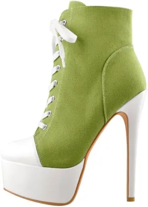 Richealnana Women's Cavans Platform Lace Up Stiletto Heel Fashion Sneaker Boots