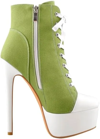 Richealnana Women's Cavans Platform Lace Up Stiletto Heel Fashion Sneaker Boots